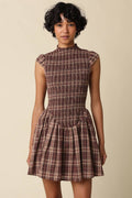 Rinsely Plaid Smocked Mini Dress