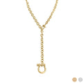Gold Stainless Steel Y Necklace with Horse shoe Carabiner