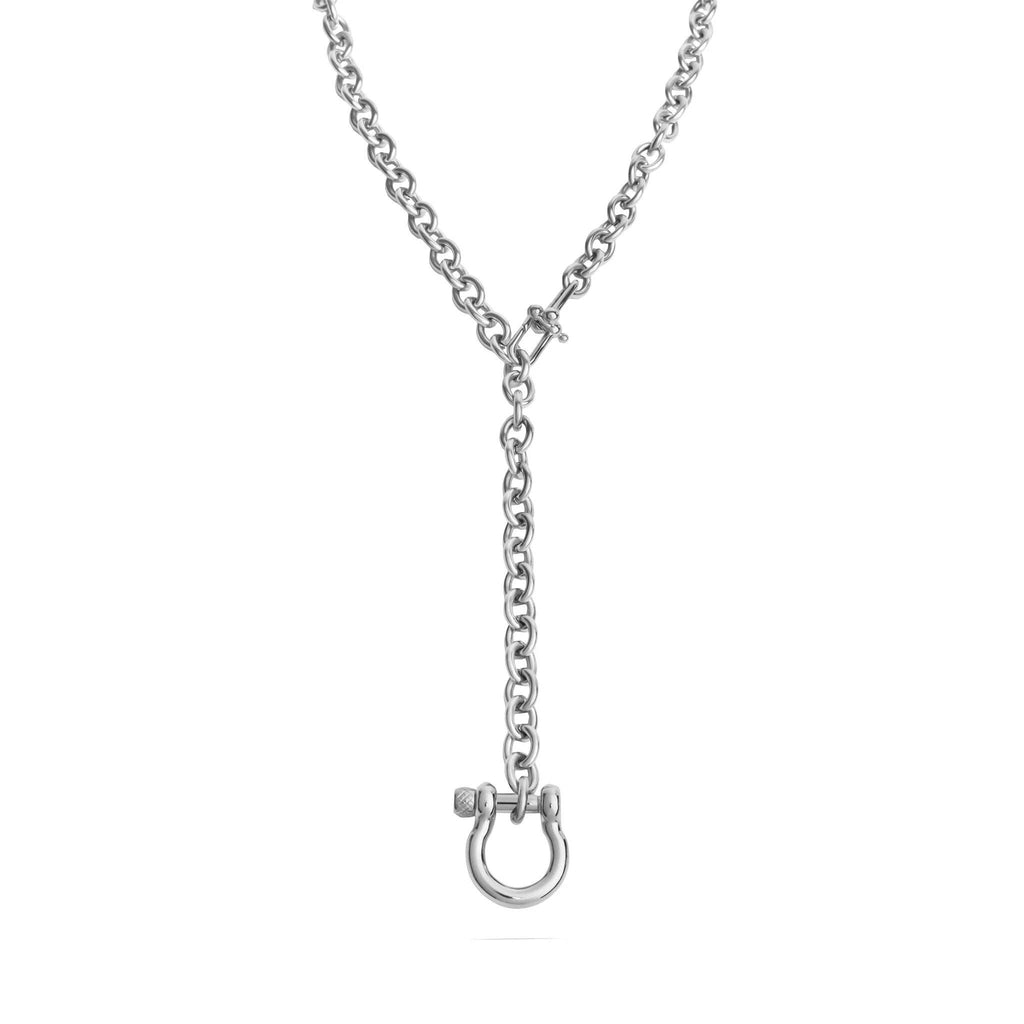 Gold Stainless Steel Y Necklace with Horse shoe Carabiner